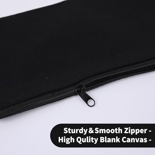 60 Pack 8.07"L* 4.72"W Canvas Makeup Bags Bulk Pencil Zipper Pouch DIY Craft Stationary Storage Bag (Black 60pcs)