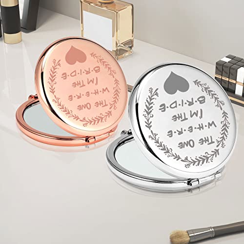 PLITI Bride to Be Compact Mirror Bride Wedding Gift Bridal Shower Gift The One Where I'm The Bride Pocket Mirror for Women (one The Bride CM)