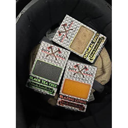 All Natural Firefighter Bar Soap, 3 Bar Variety Pack-Black Tea Tree, Blazing Citrus and Oatmeal Spice