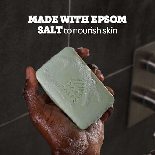 Oars + Alps Exfoliating & Moisturizing Bar Soap for Men, Deep Cleaning Soap, Clean Ingredients, All Skin Types, Epsom Salt, 1pk