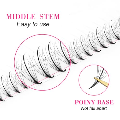 TDANCE Premade Fans Eyelash Extensions 320 Fans Pre Made Fans Lash Extensions Middle Stem Heat Bonded Premade Lash Fans Volume Lash Extensions(320-WISPY-5D-0.07-C-8-15mm)