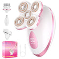 Electric Razors for Women - Painless Body Shavers for Sensitive Skin - 4 in 1 Cordless Lady Trimmer for Women's Leg, Bikini and Face - Waterproof Wet/Dry Remover, Rechargeable, Cherry