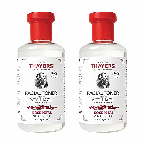 Thayers Alcohol-Free, Hydrating Rose Petal Witch Hazel Facial Toner with Aloe Vera Formula, Vegan, Dermatologist Tested and Recommended, 8.5 Oz (Pack of 2)