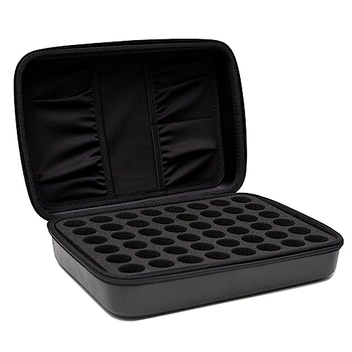 Edens Garden Essential Oil Carrying Case ? Portable Travel Organizer Holds 48 Bottles (5 ml, 10 ml & Roll-Ons) ? Hard Shell Zipper Storage Bag with Handle for Aromatherapy Accessories - Black
