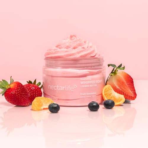 Nectar Life Whipped Soap and Shave Butter, Clean Bath Soap Non Toxic, Vegan (10 Ounce, Fruit Smoothie)