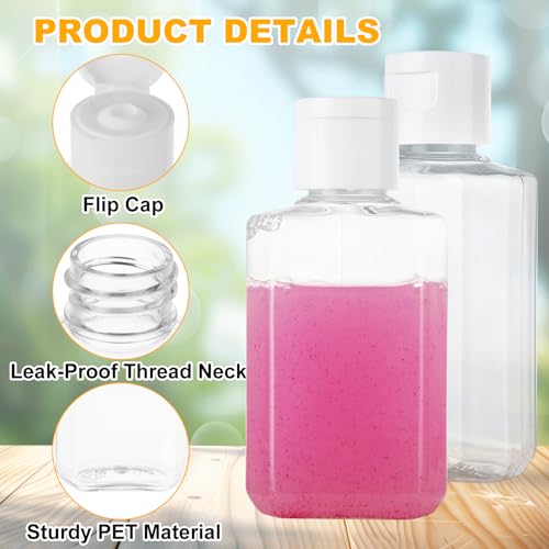 120 Pack 2 Oz Plastic Refillable Bottles with Flip Cap, Clear Hand Sanitizer Bottles, Travel Size Bottles with Flip Cap, Portable Reusable Containers with Lids for Shampoo,Body Soap,Toner, Lotion