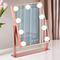 Makeup Mirror with Lights, Hollywood Mirror Lighted Vanity Mirror with 9 LED Bulbs, Touch Control Design 3 Colors Dimmable Bulbs Detachable 10X Magnification 360¡ÆRotation(Rose Pink)
