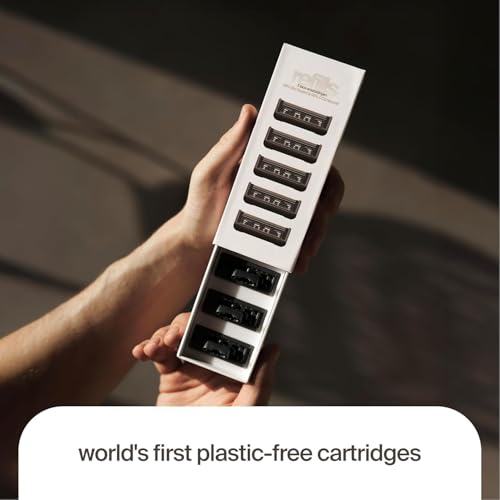 Pro ? Plastic-Free Razor | 1 Handle + 2 Plastic-Free Cartridges With 5 Precision Blades | (Face)