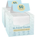 2 Pack of 50 count XL Disposable Face Towels 10¡± x 12¡±, 100% Viscose Fibre, Soft & Skin Friendly Face Towelettes Disposable, Facial Tissue Wipes for Women Cleansing