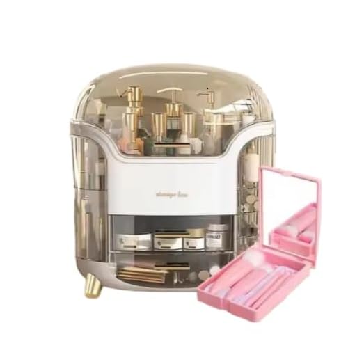 1 Pc Makeup Organizer, Bathroom Countertop comes with a makeup brush case that includes a small mirror, Vanity Makeup Organizer, Makeup Storage Organizer, Cosmetic Organizer.