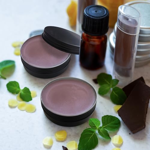 40 Pcs 2 Ounce Aluminum Tin Jars Containers Leak Proof Cosmetic Tin Jars Containers Round Screw Lids for Cosmetic, Salves, Balms, Lip Balm or Others, 60mL Black
