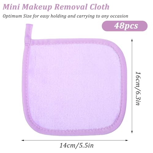 48 Pcs Makeup Remover Cloths Reusable Washable Remover Pads Soft Microfiber Washcloths Facial Cloths Makeup Towels for Women, 5.5 x 6.3 Inch(8 Colors)