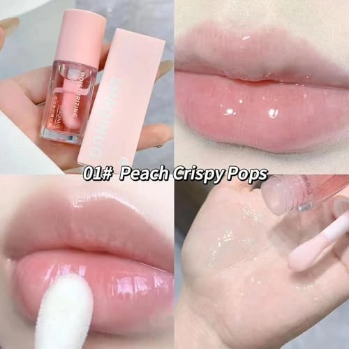 4pcs Hydrating Lip Gloss, Fruit Flavoured Plumping Lip Oil, Nourishing Glossy Transparent Lip Balm, Moisturizing Tinted Toot Lip Balm for Dry Lips 0.48 OZ