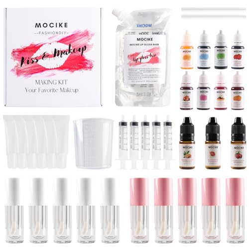 MOCIKE DIY Lip Gloss Making kit for Adult Gifts - 37 PCS DIY Lip Gloss kit Make Your Own Lip Gloss