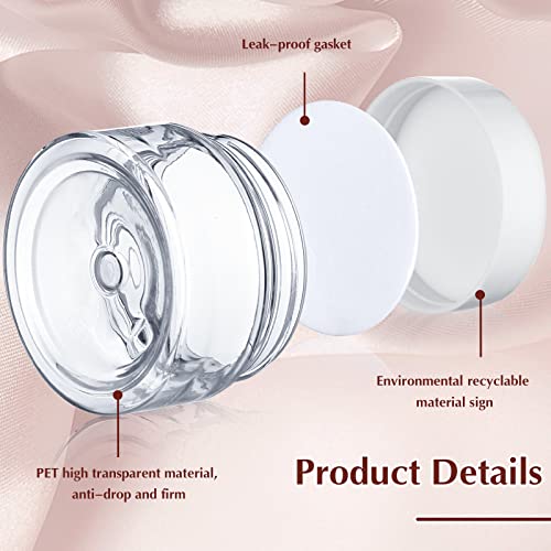 SATINIOR 100 Pcs Plastic Jars with Lids Small Containers Lids Wide Mouth Small Plastic Containers for Lotion Cream Rhinestones Body Butters Travel Storage (2 oz,White)