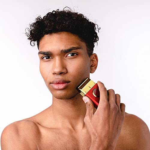 StyleCraft Uno Cordless Single Foil Shaver, Mini Travel Size, Portable, Gold Titanium Premium Head, Turbocharged Motor, Red