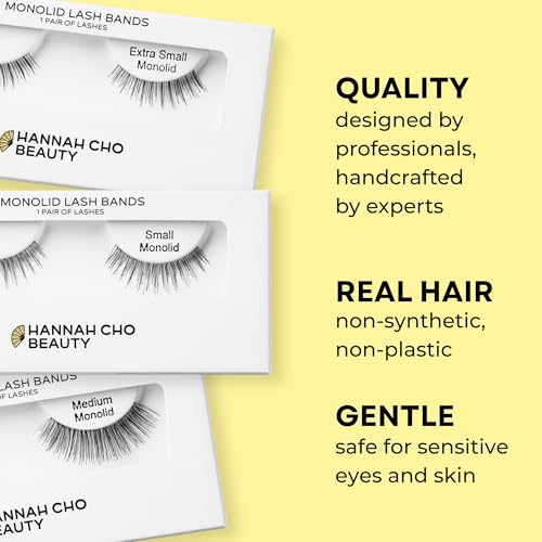 Best Lashes for Monolids - Very Small Size, Natural Eyelid Lifting Strip False Lashes - Made From Real Hair - Safe For Sensitive Eyes - Hannah Cho Beauty