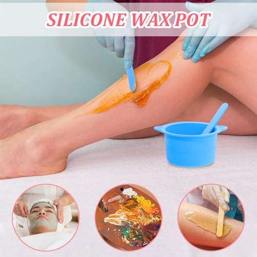 cobee 2 Pcs Silicone Wax Pot Liners, Silicone Wax Warmer Liner Non stick Wax Bowl for Wax Warmer Wax Melt Warmer with 2 Pcs Wax Spatula Sticks for Hair Removal Compatible with 16 oz Waxing Kit