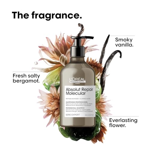 L'Or?al Professionnel Paris Absolut Repair Molecular Shampoo - Repairs Damage & Restores Strength For All Damaged Hair, With Peptide Bonder & Amino Acids, Sulfate-Free