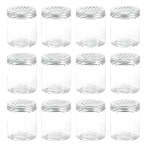 HARFINGTON 12 Pcs Empty Scent Beads Storage Container 8.5oz/250ml Air Freshener Tins Round Refillable Spice Containers Plastic Jars Sample for Travel Storage
