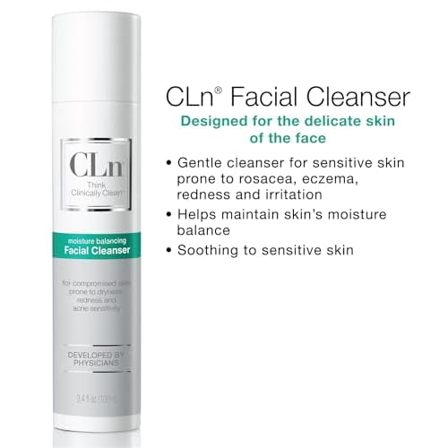 CLn¢ç Facial Cleanser - Hydrating Facial Cleanser with Glycerin, For Skin Prone to Dryness, Eczema, Redness, Irritation & Acne Sensitivity, Fragrance-Free & Paraben-Free, 3.4 fl. oz.