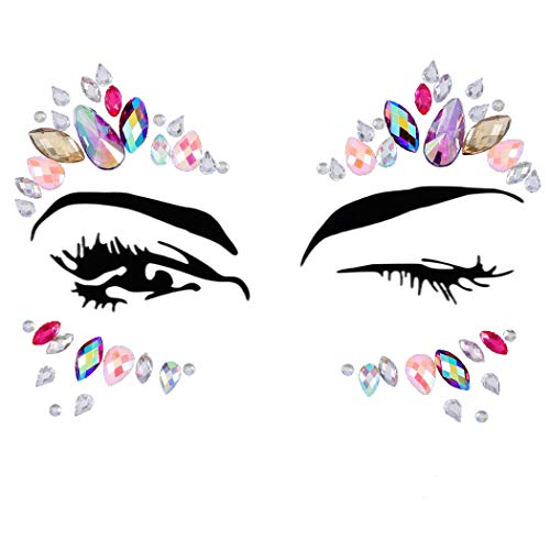 Rhinestone Face Jewels Mermaid Face Gems Body Chest Gem Crystal Eyes Face Stickers Rave Festival Party Face Jewelry for Women 2PCS (Face Gem4)