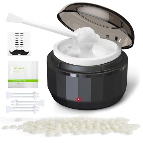 FONESO Nose Wax Kit, Mini Wax Warmer for Eyebrow Ear Hair Removal with Silicone Bowl, 100g Beads, 10 Sticks, Fast Heat, Smart Constant Temp, Portable Waxer Melter Machine Kit for Face Waxing