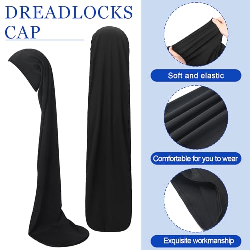 4 Pcs Jumbo Dreadlock Cap 37'' Hair Dreads Head Wrap Loc Wraps for Dreads Hair Accessories for Men Women Sleeping