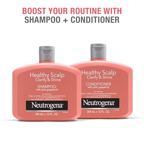 Neutrogena Exfoliating Healthy Scalp Clarify & Shine Conditioner for Oily Hair and Scalp,Anti-Residue Conditioner with Pink Grapefruit,Paraben & Phthalate-Free,Color-Safe,12oz,(Pack of 2)