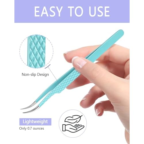 MORGLES Lash Tweezers for Eyelash Extensions, 3 Pcs Eyelash Extension Tweezers for Professionals & Beginners Fanning Volume Lashes