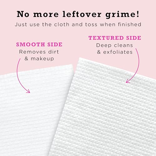ERASE YOUR FACE Disposable Face Towels - Alternative for Makeup Remover Wipes - Dual-Sided, Fragrance-Free & Safe for Sensitive Skin - Stocking Stuffers for Women, Pink (50 Count)