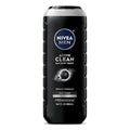 NIVEA MEN Active Clean Body Wash with Natural Charcoal for Normal to Oily Skin, 3-in-1 Charcoal Body Wash, Face and Hair, Draws Out Dirt and Impurities, 16.9 Fl Oz Bottle