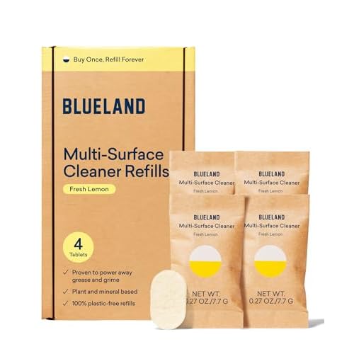 BLUELAND Clean Home Kit Refills (4P) | Foaming Hand Soap Tablet Refills | Multi-surface All Purpose Cleaner Refill Tablet | Bathroom Cleaner Refill Tablet | Eco Friendly Products & Cleaning Supplies