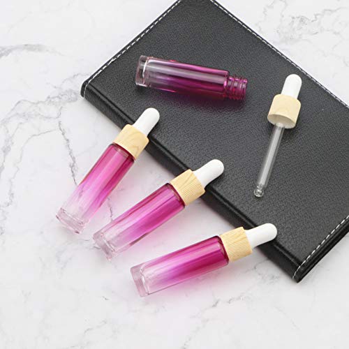 10Pcs Eye Dropper Set, 10ml (1/3oz) Rose Red Gradient Thickened Glass Bottles with Funnels & Droppers, Sample Vials for Essential Oils Perfumes