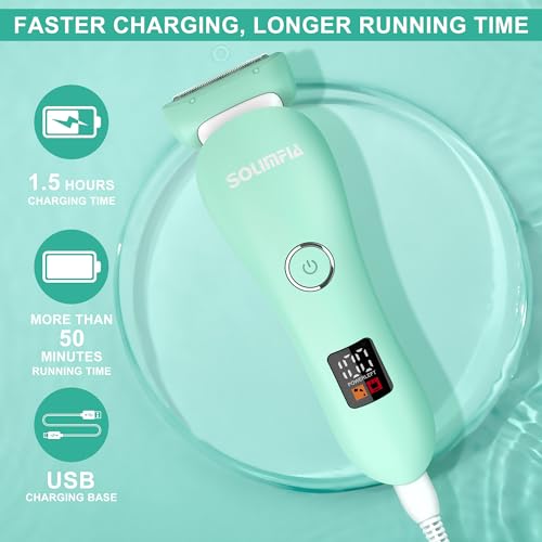 Solimpia Lady Shavers Electric Shaver for Women Electric Razor for Arm Leg Armpit Bikini Cordless Portable Painless IPX6 Waterproof USB Rechargeable Dry Wet