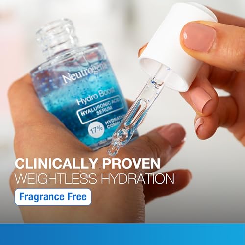 Neutrogena Hydro Boost Hyaluronic Acid Serum for Face & Neck,Lightweight Daily Hydrating Serum with Hyaluronic Acid for Dry Skin,Oil-Free,Non-Comedogenic,Fragrance-Free,1 fl. oz,(Pack of 2)