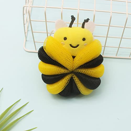 Beaupretty Cartoon Shower Loofah Kids Bath Scrubber Body Sponge 4.33X4.33X2.36In Lightweight Bathing Ball with Lanyard for Easy Hanging and Quick Drying