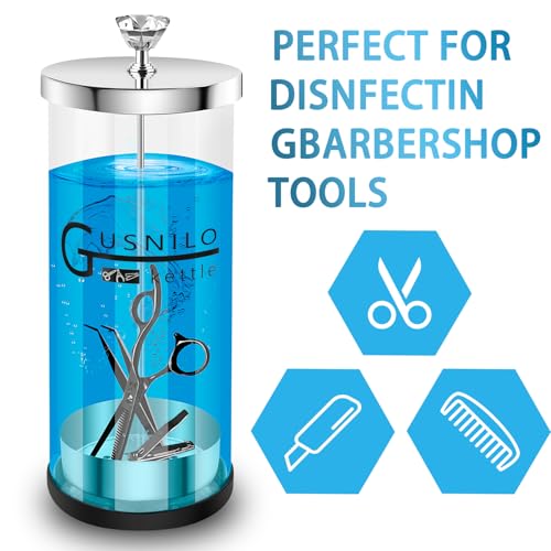 Gusnilo 42 Oz Jar with Stainless Steel Tray and Durable Glass,Salon Jar Suitable for Nail Tools & Spa Implements,Hairdressing Tools