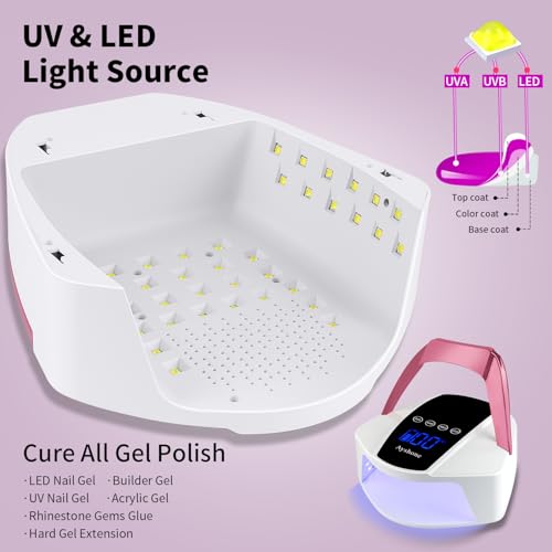 Rechargeable UV LED Nail Lamp,96W Cordless UV Light for Nail Dryer with 48 Lamp Beads,Auto Infrared Sensor and 4 Timers Nail Tools for Nail Polish (White)