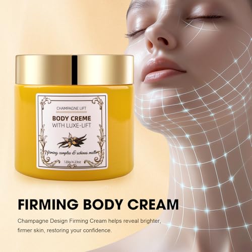 Champagne Body Cream, Champagne Lift Body Creme with Firming Complex & Pink Pepperslim, Deep Hydration & Smoothing Body Cream, Firms & Lifts Arms & Legs, Hydrates Dry Skin, Vanilla Scent
