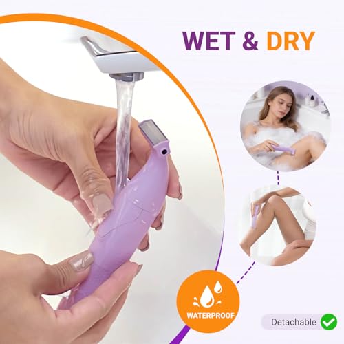 Bikini Trimmer for Women, 3-in-1 Painless Womens Electric Razors & Pubic Hair Trimmer, Waterproof Womens Shaver with Ceramic Blades, USB Rechargeable Lady Groomer for Legs Underarm Face,Violet