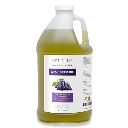 velona Grapeseed Oil 1 Gallon / 128 Fl Oz | 100% Pure and Natural Carrier Oil | Refined | Skin, Face, Body, Hair Care | Use Today - Enjoy Results