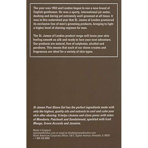 St James of London Mandarin & Patchouli Post Shave Gel, 3.4 Fl Oz