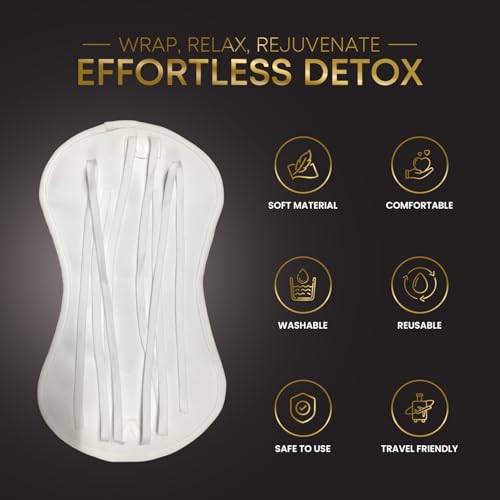 Castor Oil Wrap Kit with Premium Castor Oil and Reusable Organic Abdomen and Neck Detox Wellness Pads with Adjustable Tie Straps, Easy to Use, Mess Free Wellness Pack