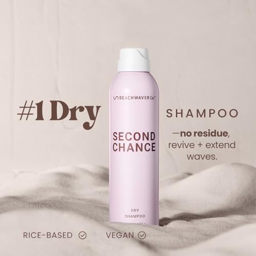 The Beachwaver Co. Second Chance Dry Shampoo - Travel Size (1.4 Oz) | Vegan Oil-Absorbing Rice Formula | Removes Oil & Moisture, Adds Volume, & Extends Style Life Between Washes | Brazilian Berry