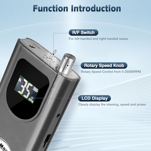 Professional Nail Drill Machine, HoMove 35000RPM Portable Nail Drills, Rechargeable Efile Nails Drill, Low Heat Electric Nail File for Acrylic Gel Nails£¨Grey£©