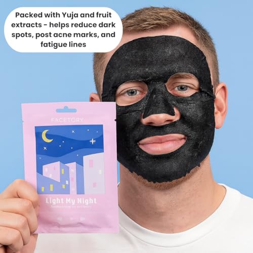 FACETORY K Beauty Face Mask for Men ? ILLUMINATING Sheet Mask with Yuja Extract | Skin Care for Men | Brightens, Evens Tone & Fades Post-Acne Marks (5 Pack)