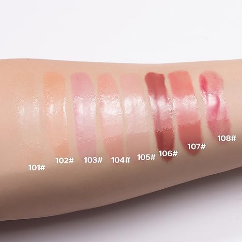 Beauty Glazed Color Variety Non-Sticky Ultra-Hydrating & Nourishing Lip Oil, Smooth Glossy Finish Luxurious Lip Glow Oil, Shiny and Vegan Tinted Lip Gloss, Big Brush Applicator (106# PLUM)