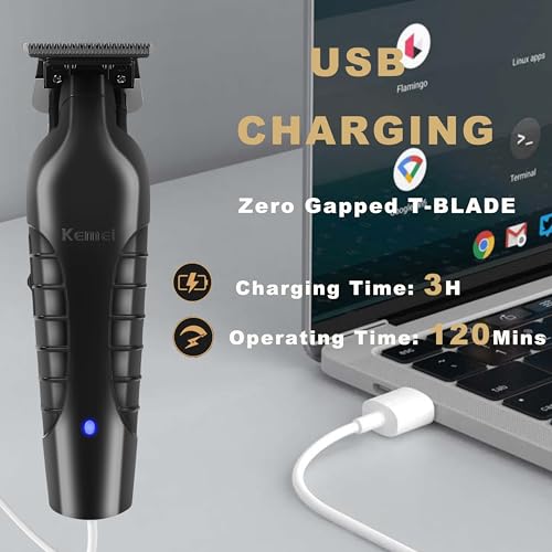 KEMEI 2299 Professional Hair/Beard Trimmer for Men, Zero Gapped Hair Clippers for Barbers, Cordless