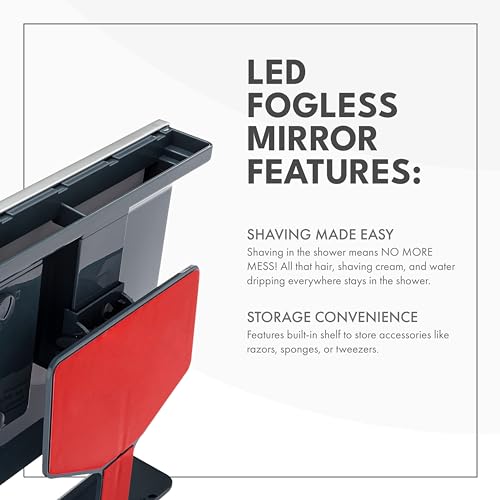 ToiletTree Products Original LED Fogless Shower Mirror with Squeegee